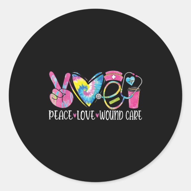 Peace Love Wound Care Nurse Nursing Heart Stethosc Classic Round Sticker (Front)
