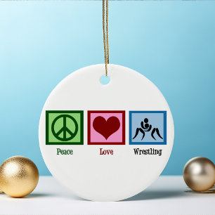 Peace Love Wrestling Ceramic Ornament