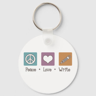 Peace Love Write Keychain