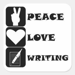 Peace Love Writing Square Sticker