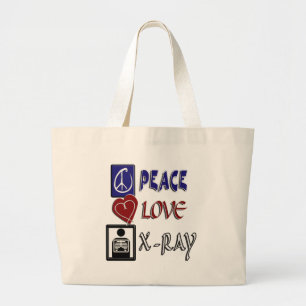 PEACE LOVE X-RAY RADIOLOGY LARGE TOTE BAG