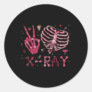 Peace Love X-ray Valentine Classic Round Sticker