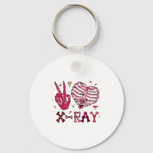 Peace Love X Ray Valentine  Keychain