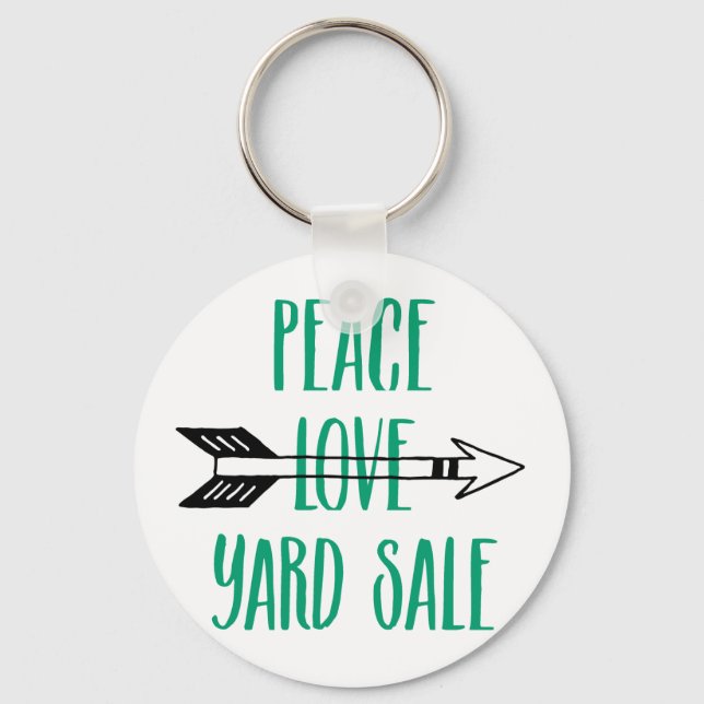 Peace Love Yard Sale Arrow Line Keychain (Front)