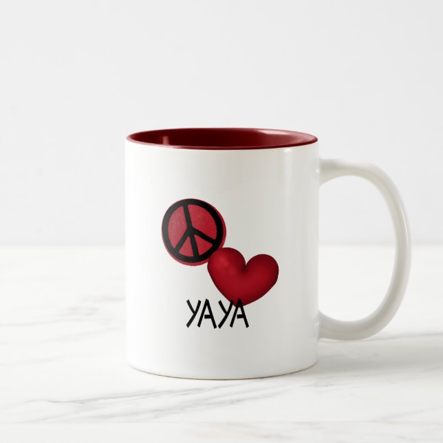 Peace Love YaYa Two-Tone Coffee Mug (Right)