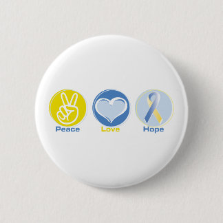 Peace Love Yellow/Blue Hope 2 Inch Round Button