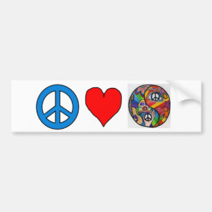 Peace, Love, Yin Yang Bumper Sticker