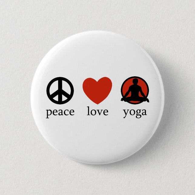 Peace Love Yoga 2 Inch Round Button (Front)