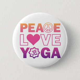 Peace Love Yoga 2 Inch Round Button