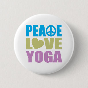 Peace Love Yoga 2 Inch Round Button