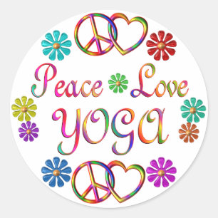 PEACE LOVE YOGA CLASSIC ROUND STICKER