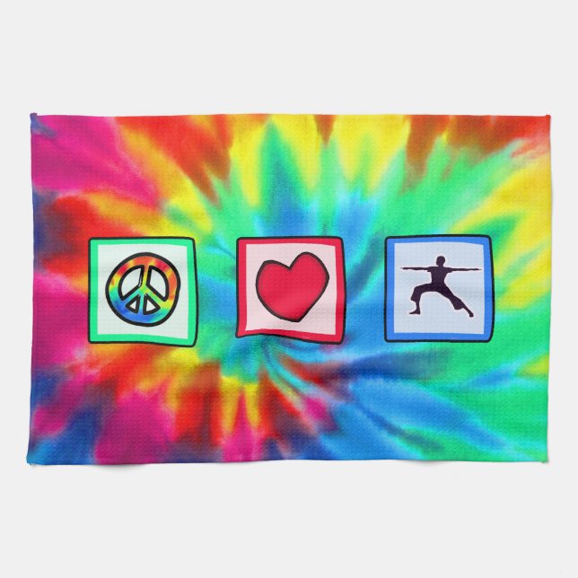 Peace, Love, Yoga Kitchen Towel (Horizontal)