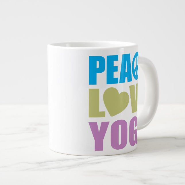 Peace Love Yoga Large Coffee Mug (Front Right)