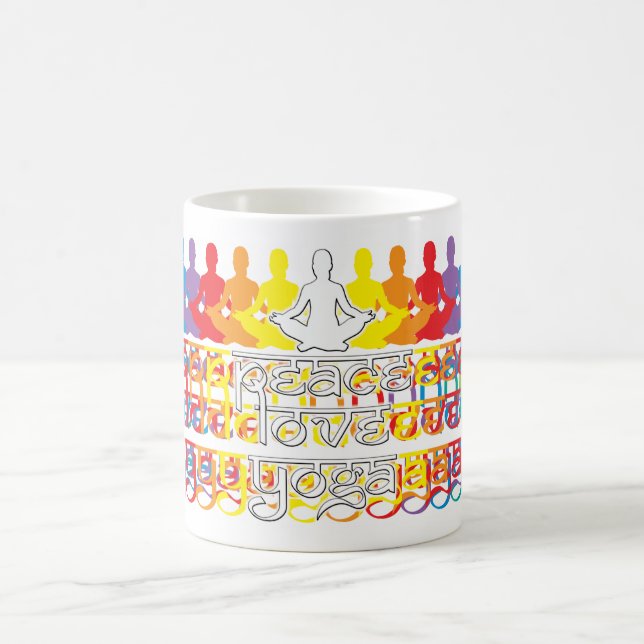 Peace Love Yoga Rainbow Intentions café Mug (Centre)