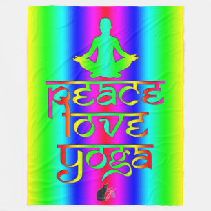 Peace Love Yoga Rainbow Intentions Fleece Blanket