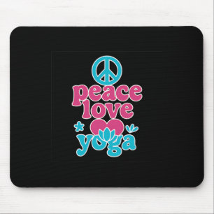 Peace Love Yoga Retro Lotus Heart Graphic Art  Mouse Pad