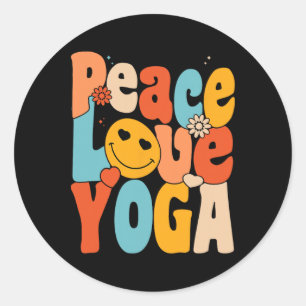 Peace Love Yoga Retro Yoga Moms Yoga Grandma Classic Round Sticker