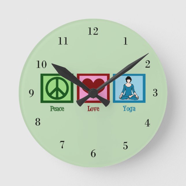 Peace Love Yoga Round Clock (Front)