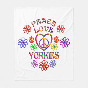 Peace Love Yorkies Fleece Blanket