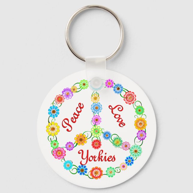Peace Love Yorkies Keychain (Front)