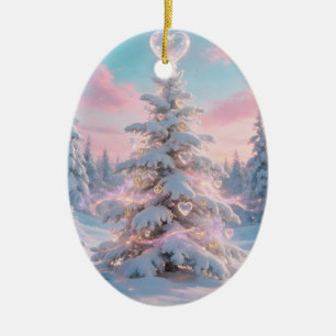 Peace & Love Yuletide Season Card Ceramic Ornament