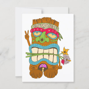 Peace Lover, Floral Crazy Tiki Hippie Postcard
