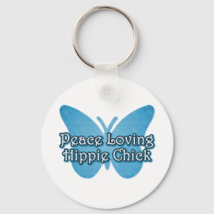 Peace Loving Hippie Chick Keychain