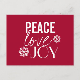 Peace Loy Joy Cartes postales pour les Fêtes du Fe