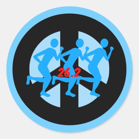 peace marathon classic round sticker