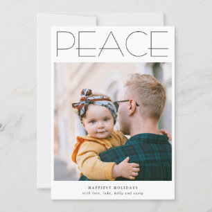 PEACE Minimalist Large Photo Custom Holiday Card