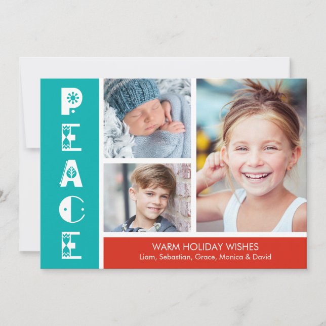 Peace Nordic Folk Art Photo Holiday Card (Front)