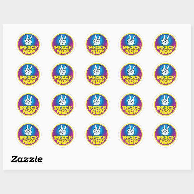 Peace Now Groovy Retro Hippie Style Peacesign Classic Round Sticker (Sheet)