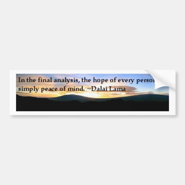 Peace of Mind Bumper Sticker (Front)