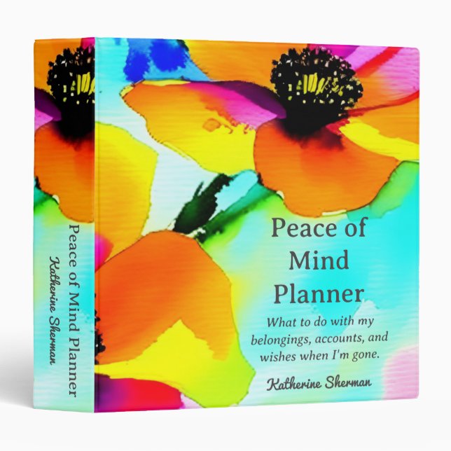 Peace of Mind End of Life Planner Estate Planning Binder (Front/Spine)