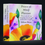 Peace of Mind End of Life Planner Estate Planning Binder<br><div class="desc">This Peace of Mind End of Life Planner Estate Planning Binder with Bright Orange Watercolor California Poppies and Purple Background can be personalized for any recipient. Use this end of life estate planner to leave your family vital estate planning information, including contact information, financial accounts, legal matters, social media accounts,...</div>