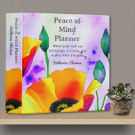 Peace of Mind End of Life Planner Estate Planning Binder<br><div class="desc">This Peace of Mind End of Life Planner Estate Planning Binder with Bright Orange Watercolor California Poppies and Purple Background can be personalized for any recipient. Use this end of life estate planner to leave your family vital estate planning information, including contact information, financial accounts, legal matters, trust documents, social...</div>