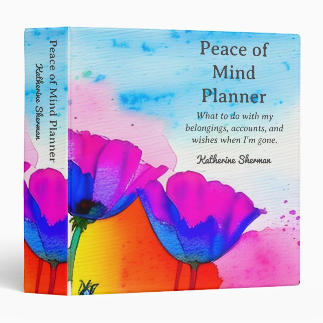 Peace of Mind End of Life Planner Estate Planning Binder (Front/Spine)