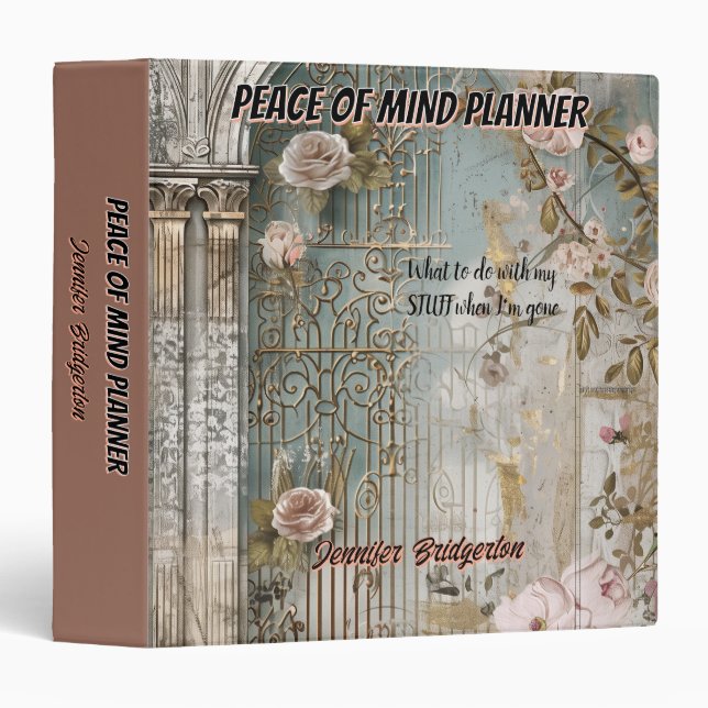 Peace of Mind Planner What to do with my stuff Binder (Front/Spine)