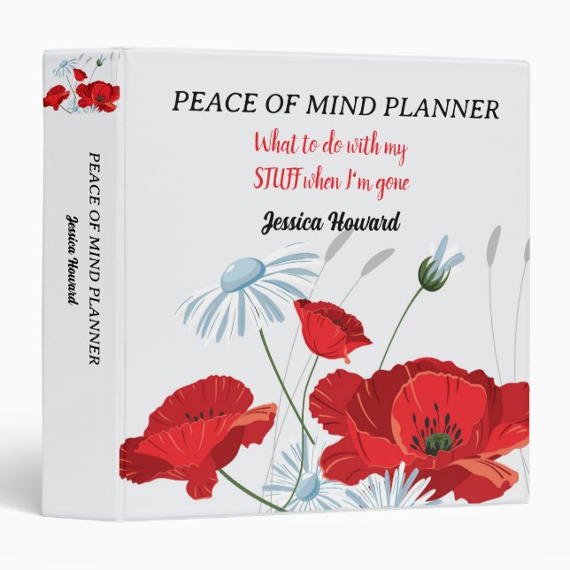Peace of Mind Planner What to do with my stuff Binder (Front/Spine)
