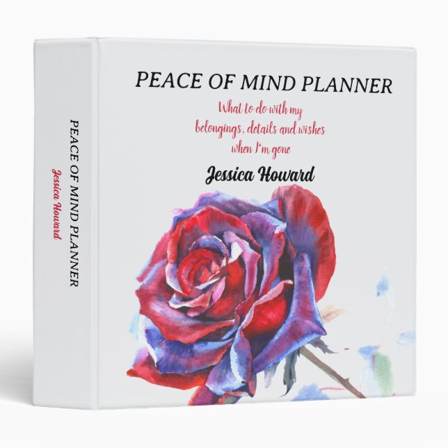 Peace of Mind What to do with my belongings Binder (Front/Spine)