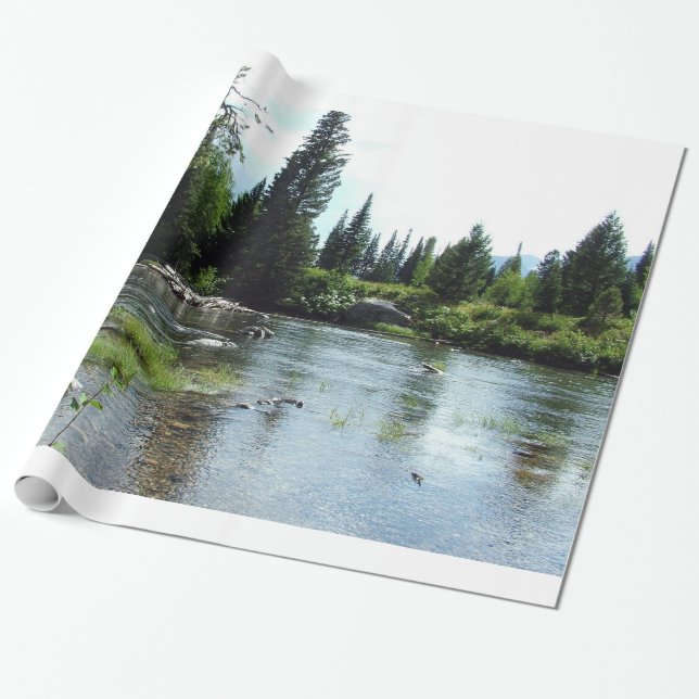 peace of nature - clear river, trees... wrapping paper (Unrolled)