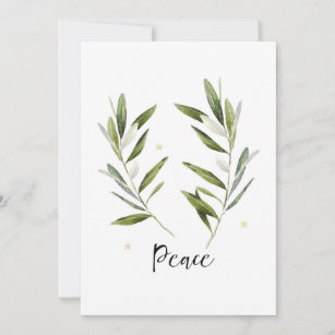 PEACE olive leaf Christmas Holiday greeting card