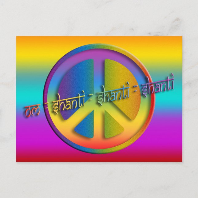 PEACE OM SHANTI | coloured linear Postcard (Front)