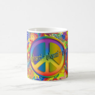 Peace Om Shanti flower power Coffee Mug