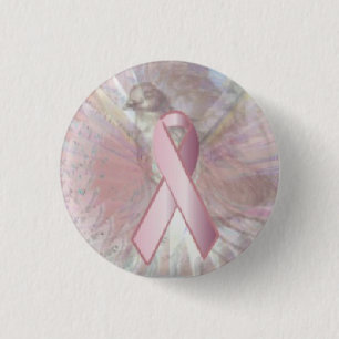 Peace On Angelic Wings Pink RibbonButton-Cust. 1 Inch Round Button