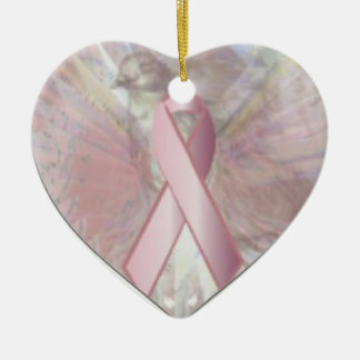Peace On Angelic Wings Pink RibbonOrnament-Cust. Ceramic Ornament
