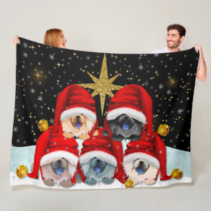 PEACE ON EARTH  5 chows Fleece Blanket