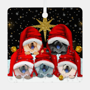 PEACE ON EARTH 5 chows metal ornament