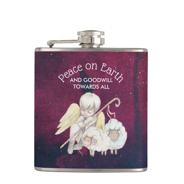 Peace on Earth and Goodwill Toward All Shepherd Hip Flask (Front)