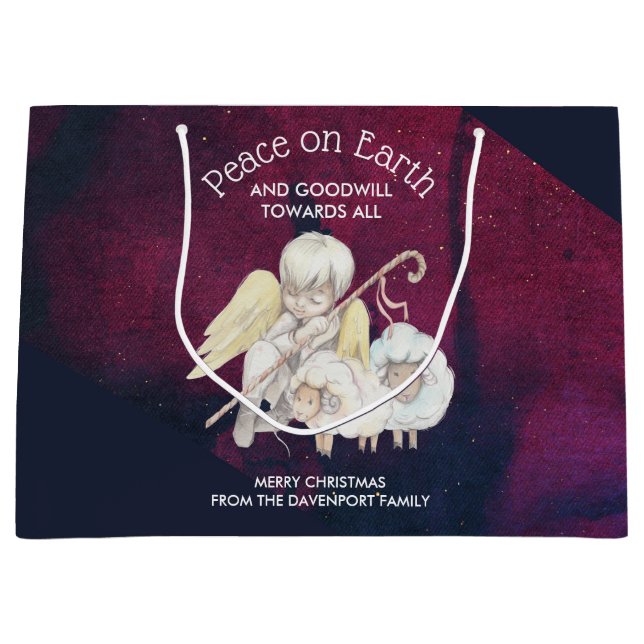 Peace on Earth and Goodwill Toward All Shepherd Large Gift Bag (Front)